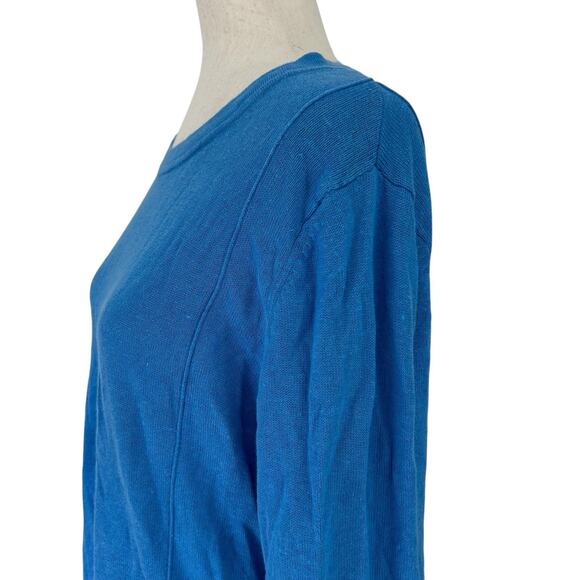 J. Jill Blue Linen Sweater Top Large Linen & Cotton Blend Lagenlook Breezy Boho - Picture 3 of 10